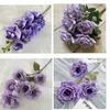 Fleurs décoratives pour décoration de mariage, Rose violette, pivoine artificielle, orchidée, rangée, Guide routier, hortensia en soie