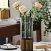 Houehold Glazen Tafel Woonkamer Decoratie Bloemfles Familie Creatieve Camellia Decoratiestukken Droge en Natte Bloemenvazen 240122