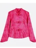 Women's Blouses Chinese Style Improved Tang Suit Silky Satin Jacquard Shirt Blouse Women 2024 Autumn Vintage Stand Collar Long Sleeve Top