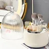 Porte-brosse de maquillage rotatif, rangement de cuisine, organisateur avec couvercle, conteneur de maquillage rotatif à 360 °, anti-poussière, couvercle en acrylique transparent