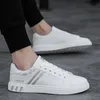 White Sneakers for Men Korean Style Spring Fashion Casual Lace Up Round Toe Flat Running Shoes Zapatillas Deportivas Hombre 240125