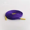 Flache, violette Baumwollschnürsenkel mit gelben Metallaglets und Schnürsenkelspitzen für Sneakers, Schnürsenkel 240125