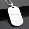 Pendant Necklaces Wholesale 12pcs Cool Military Army Style Stainless Steel Polished Dog Tag Charm Bead Chain Necklace Gift MN271