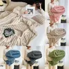 Winter Warm Blanket Rabbit Plush Skin-Friendly Bedspread Solid Striped Throw Blankets Sofa Air Conditioning Blanket For Bedroom 240122
