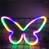 Veilleuses papillon néon signe lumière LED animal logo lampe ampoules tenture murale décor romantique fête d'anniversaire salle cadeau de noël