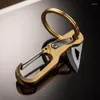 Chaveiros Chaveiro de bronze faca carabina carro chaveiro unboxing fivela multifuncional edc titular para homens acessórios presente gota