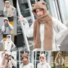 Berretti Donna Inverno Caldo Peluche Cappello in un unico pezzo Sciarpa Orecchie da orso Berretto termico con cappuccio paraorecchie Y1QD