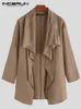 INCERUN Vintage Men Trench Cotton Ponchos Scarf Collar Long Sleeve Cloak Irregular Coats Solid Streetwear Thin Outerwear S-5XL 240124