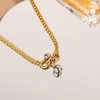 Chains 24 Gold Niche Design Sense Color Contrast Small Dumbbell Pendant Chain Necklace Female Titanium Steel Jewelry