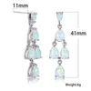 Vrouwelijke Luxe Wit Blauw Opaal Oorbellen Charme Waterdruppel Steen Lange Kwast Oorbellen Voor Vrouwen Bruiloft Zilver Kleur Dangle Earring 240122