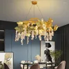 Lustres Lampe à suspension Luxueux Lustre en cristal Salon Pays Rétro Salle à manger Branche d'art doré Éclairage décoratif