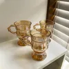 Koffie Potten 150 ml Cup Engeland Afternoon Tea Hoge Schoonheid Voet Kleine Luxe Reliëf Europese Vintage Glas Latte Met Handvat