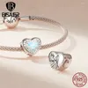 Loose Gemstones BISAER 925 Sterling Silver Shining Heart Rose Charm Bead Wedding Dress & Ring Pendant Fit Valentine's Day Bracelet Fine