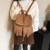 バックパックコーデュロイソリッドカラーポケットシンプルなファッションデザイン韓国スタイルの学生パーソナリティカジュアルオールマッチブックバッグ