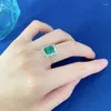 حلقات الكتلة Springlady 925 Solid Silver 7 9mm 2ct Emerald for Women Lab Diamond Gemstone Wedding Ring Party Fine Jewelry Gift