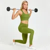 Tanks pour femmes NWT 2 pièces Yoga Sporst Set Gym Fitness Ensembles en nylon brossé taille haute Leggings avec soutien-gorge de sport entraînement