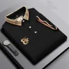 Paul Authentic Summer Pearl Mercerized Cotton Men's Polo Shirt Letter Embroidery Casual Solid Short Sleeve T-Shirt 514