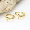 Boucles d'oreilles créoles rondes géométriques en forme de cœur pour femmes, bijoux à la mode en cuivre avec nœud papillon pavé CZ