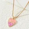 Choker 2024 Summer 12 Constellations Jewelry Pink Enamel Heart Shape Zodiac Sign Necklace Fashion Women Pendant
