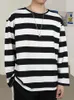 Spring Summer Striped Shirt Women Men Long Sleeve ONeck Casual Oversized T Streetwear Harajuku Couple Tops Y2k Clothes 240202