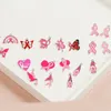 Charms 10st/Lot Christmas Pink Survior Ribbon Butterfly Oil Emamel Diy For Bag Earring Halsbandsmycken Making Handmade Pendant