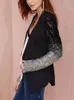 Automne Black Sequin Blazer Femmes minces veste mante