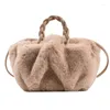 Sacs de taille hiver sac à main femme marque fausse fourrure chaude pochette à main femme en peluche bandoulière épaule sac de luxe à la mode