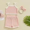 Set di abbigliamento Born Baby Girl Abiti estivi Canotta senza maniche con pantaloncini con fiocco Fascia per capelli