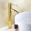 Bathroom Sink Faucets Luxury Gold Brass Deck Mount Waterfall Faucet Vanity Vessel Sinks Mixer Tap Cold And Water