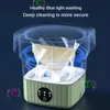 Folding Portable Washing Machine Big Capacity with Blue Light Spin Dryer Bucket for Underwear Baby Clothes Family Travel Camping 240131