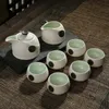 Set da tè Kung Fu in ceramica Bone China, tazze da tè in porcellana a rilievo regalo, 8 pezzi 240124