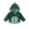 Inverno bebê meninos velo com capuz jaquetas para crianças dos desenhos animados dinossauro casacos outono meninas mais veludo zíper outerwear jaqueta 240202