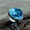 Pendant Necklaces Blue Color Moon Necklace Glowing Glass Pendants For Women Men Luminous In Dark Fashion Galaxy & Jewelry