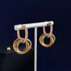 Mode nouveau design triple anneaux trois couleurs pendentif collier complet diamants boucle d'oreille Designer Couple bijoux mariage anniversaire Festival de Noël cadeau