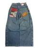 JNCO Jeans Y2K Harajuku Hip Hop Carta Bordado Vintage Baggy Jeans Denim Calças Mens Womens Goth Cintura Alta Calças Largas 240126