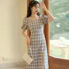 Etnische kleding geruite Cheongsam verbeterde jurk 2024 zomer jong meisje student retro moderne Chinese stijl