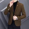 Мужской пиджак высокого качества, зимняя мода, красивый толстый шерстяной тренд, Slimfit, повседневный 240125