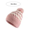 Berets Chapéu de Inverno Quente Mulheres Beanie Cozy com Decoração de Bola de Pelúcia Macia Elástica Anti-Slip Mulheres para Frio