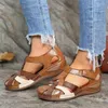 Klänningskor Kvinnor Sandaler 2024 Fashion Summer Round Toe Platform Wedge Roman Casual bekväm utomhus Kvinnlig strand plus storlek