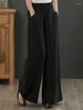 Calças femininas Zanzea outono mulheres perna larga cor sólida bolsos laterais cintura elástica palazzo casual elegante vintage longo pantalon calças