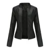 Kunstleren jas Dames Herfst Lente Dames Moto Biker Ritsjas Rood Zwart Jas Bovenkleding Bruin XS Paars Marine 240123