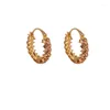 Hoop Earrings Autumn And Winter Vintage Elegance Coffee Color Circle Small Design High Grade Exquisite Light Luxury