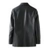 Idopy Autumn Long Sleeve Men's Faux Leather Jacket 3 knappar Blazer Collar Business Casual Jacket Plus Size L-6XL 240202