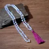 Catene OAIITE Collana opale fatta a mano vintage per uomo 108 perle di mala scintillante cristallo bianco donna purificante gioielli spirituali
