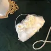 Bolsas de noche Xiuya elegante bolso de estilo francés flores blancas apliques perla cadena bolso de hombro fresco dulce moda chicas fiesta crossbody