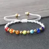 Bracelets à maillons 7 chakras de guérison pour femmes et hommes, bracelets en nylon tressés à la main pour enfants, pierre naturelle de 6 mm, bijoux de yoga, cadeau