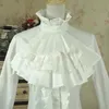 Spring Women White Shirt Vintage Victorian Bandage koszulka panie gotycka bluzka Swallowtail Lolita Costume 240202