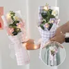 Decorative Flowers 1 Bunch Graduation Flower Bouquet Artificial Crochet With Gift Bag Lamp String Knitting Valentine's Day