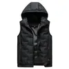 2023 hiver gilet à capuche hommes plissé solide rembourré coupe-vent chaud sans manches veste homme décontracté gilet épaissir Parkas 8XL 240202