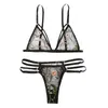 Costumi da bagno da donna Set di reggiseni Prospettiva Set di biancheria intima di fiori di pizzo Set di biancheria da notte sexy con fasciatura Reggiseno traspirante per donna